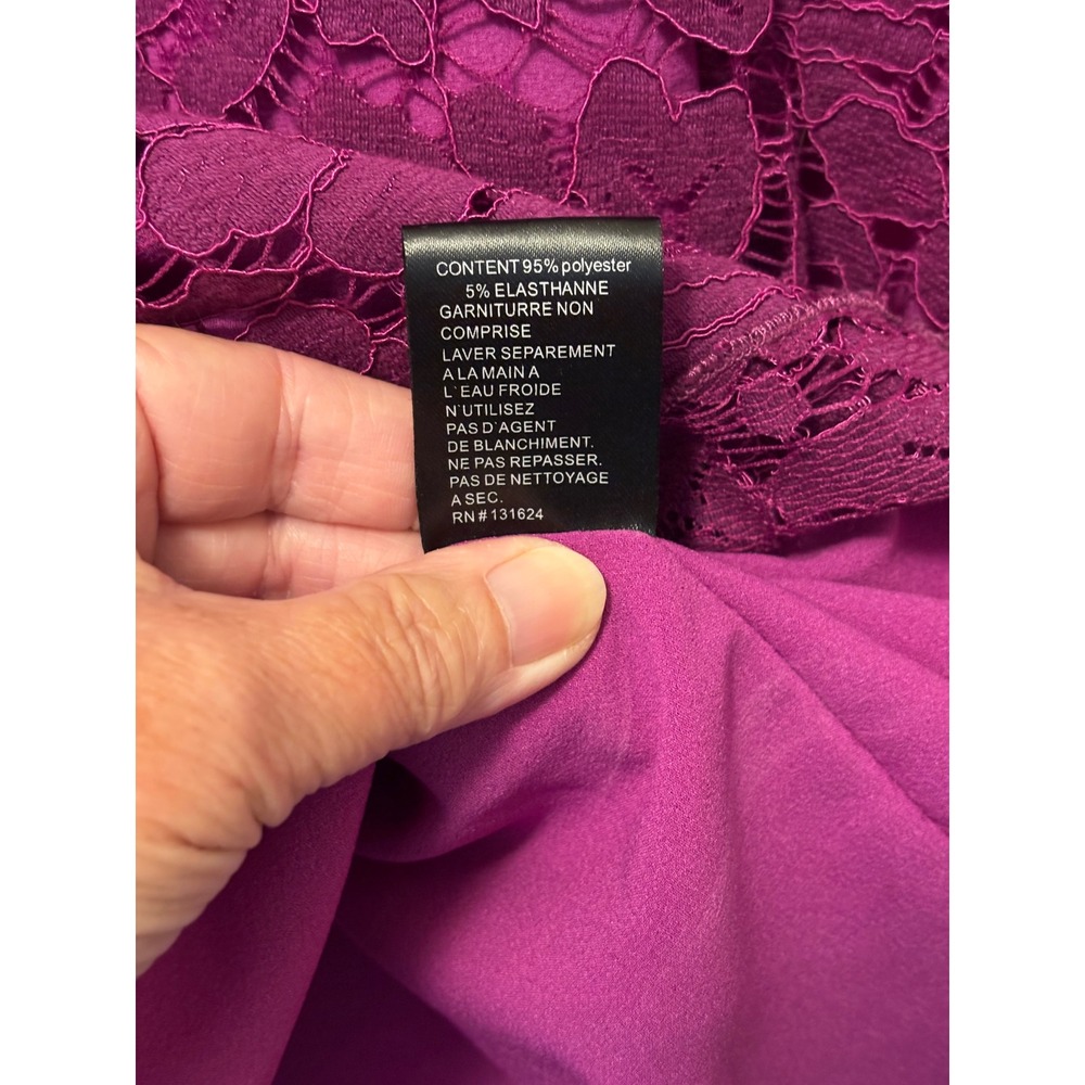 Caleesa Magenta Purple Floral Lace Overlay Poncho Blouse Top Womens 1X - Picture 4 of 8